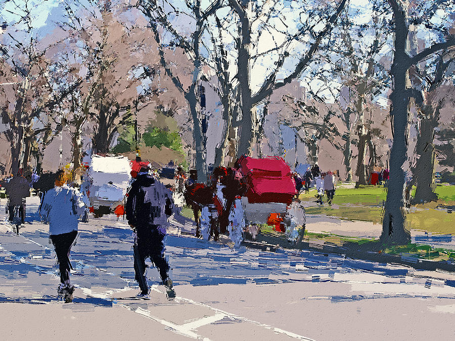 New York central park run 2 Digital Art by Yury Malkov Pixels