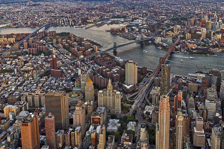 Brooklyn Bridge Photograph - New York City Aerial Bridges  by Susan Candelario