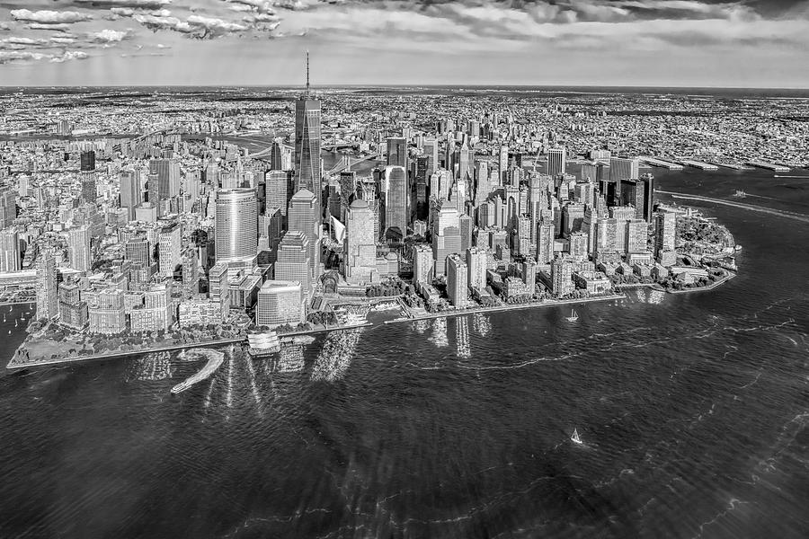 New York City Aerial View BW Photograph by Susan Candelario