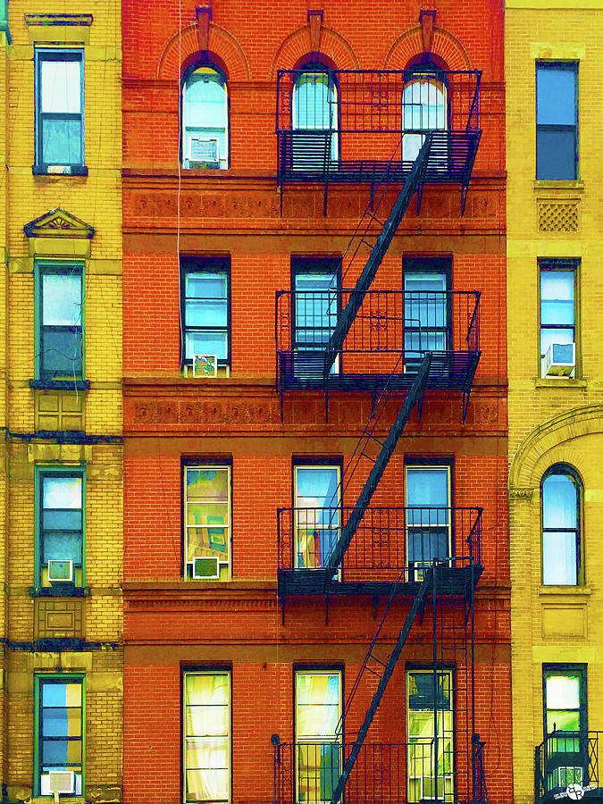 New York City Apartment Building 2 Mixed Media by Tony Rubino