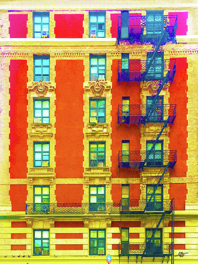 New York City Apartment Building 3 Mixed Media by Tony Rubino