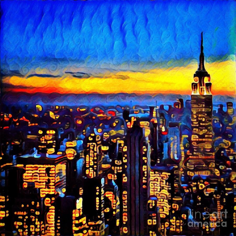 New York City at Sunset Painting by Amy Cicconi