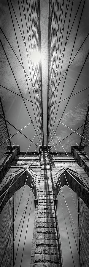 NEW YORK CITY Brooklyn Bridge in Detail - upright slim panorama Photograph by Melanie Viola