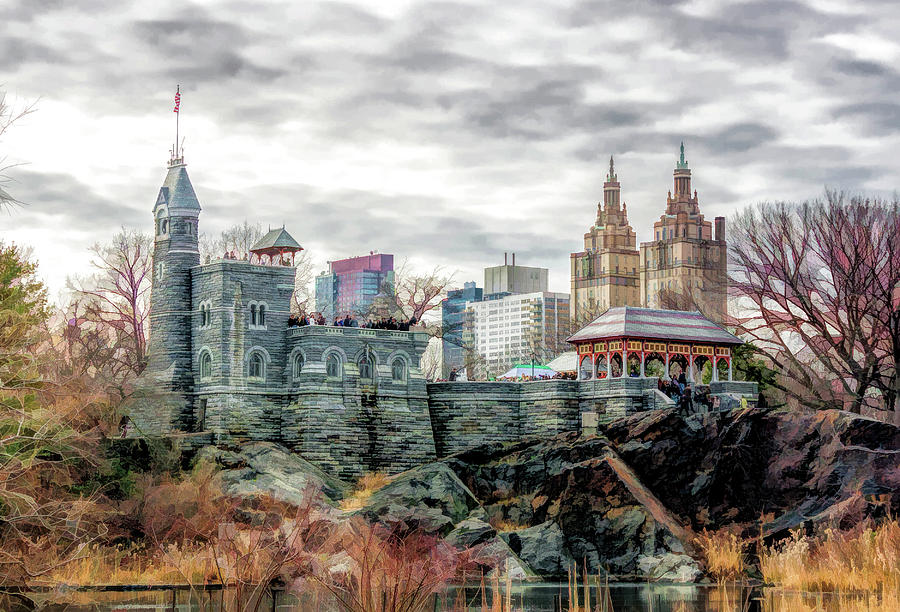 New York City Central Park Belvedere Castle Painting by Christopher Arndt