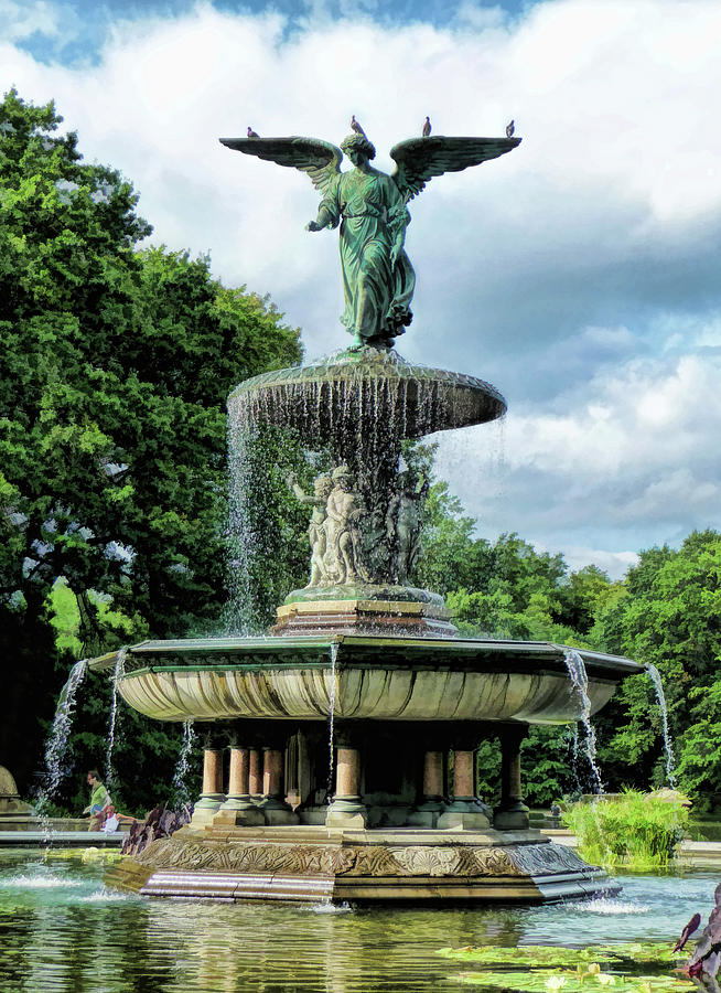 New York City, Manhattan, Central Park, Angel of the Waters Fountain, Bethesda  Terrace Wall Art, Canvas Prints, Framed Prints, Wall Peels