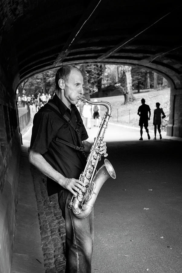 New York City Central Park Saxophone Musician Photograph by Ranjay Mitra