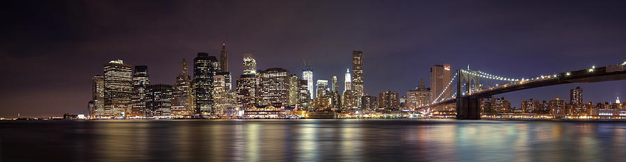 New York City Photograph - New York City - Manhattan Waterfront at night by Thomas Richter