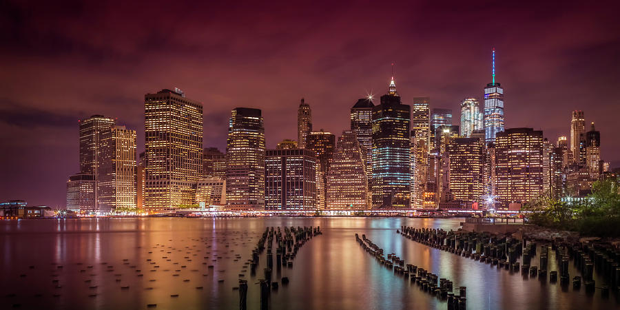 NEW YORK CITY Nightly Impressions - Panoramic Photograph by Melanie Viola