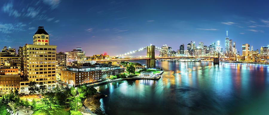 New York City panorama by night Photograph by Mihai Andritoiu