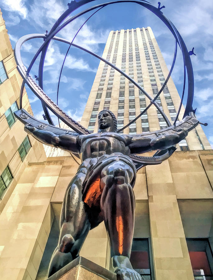 New York City Rockefeller Center Atlas the Titan Painting by Christopher Arndt