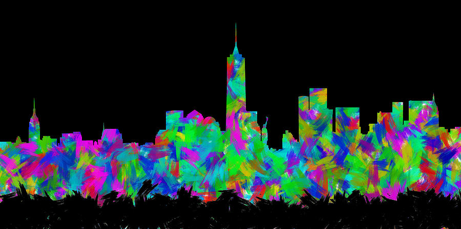 New York City Skyline Abstract Silhouette II Digital Art