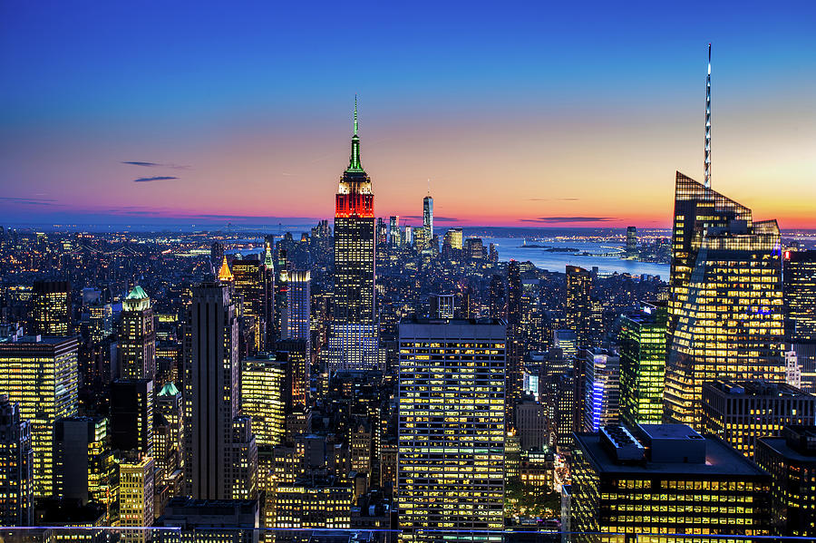 New York City Skyline And Empire State Building At Dusk Photograph by ...