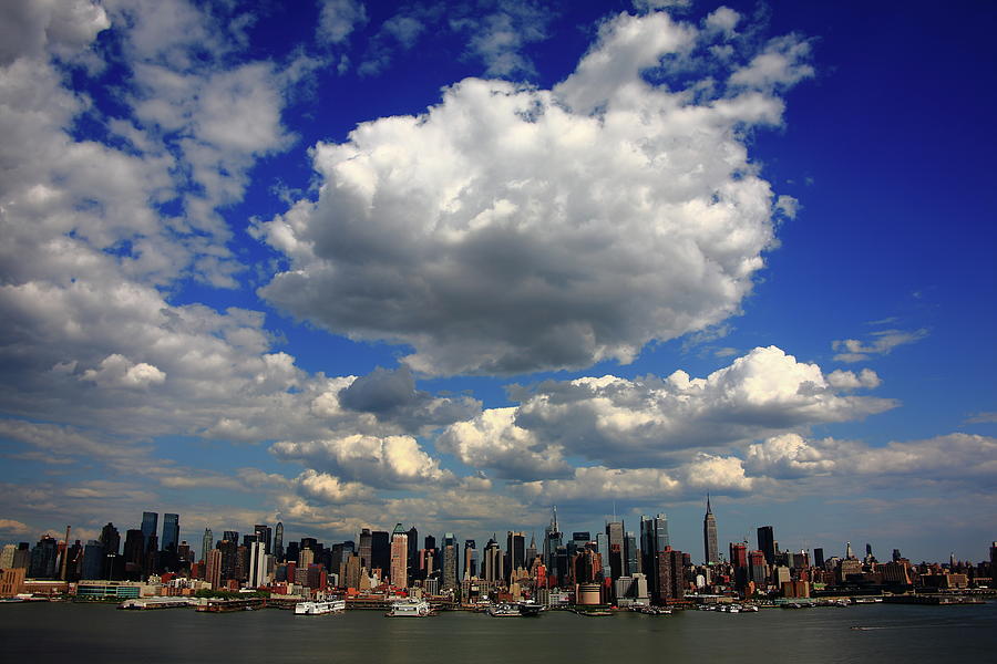 Boat Photograph - New York City Skyline and Big Cloud 2009 by Frank Romeo