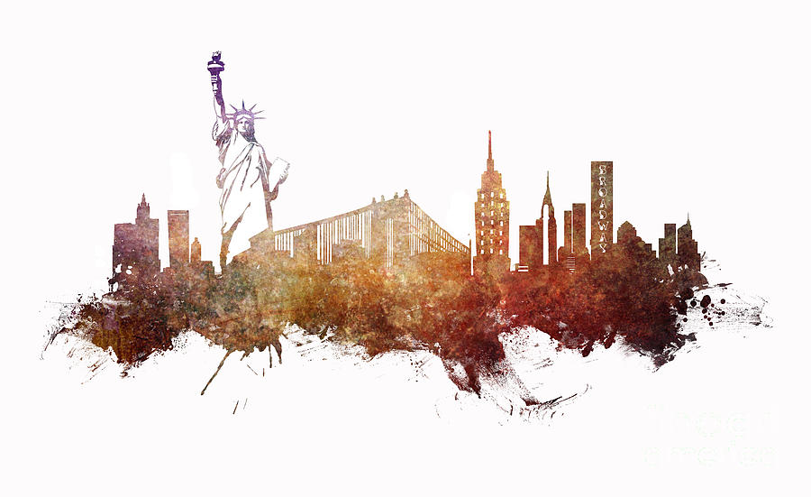 New York Digital Art - New York City skyline ginger by Justyna Jaszke JBJart New York Digital Art - New York City skyline ginger by Justyna Jaszke JBJart