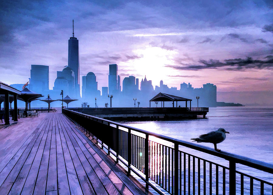 New York City Skyline Jersey City View Painting by Christopher Arndt