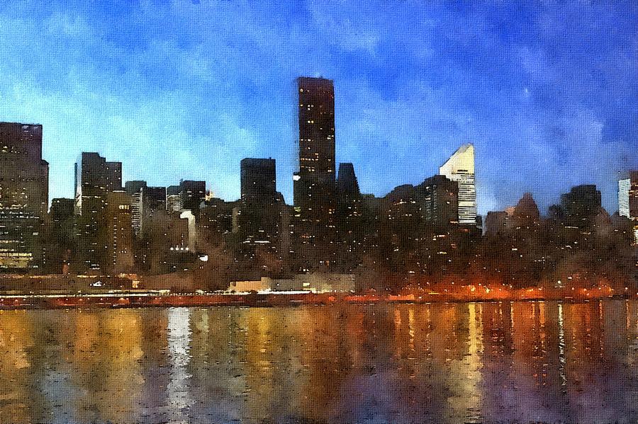 New York City Skyline Painting by Modern Art