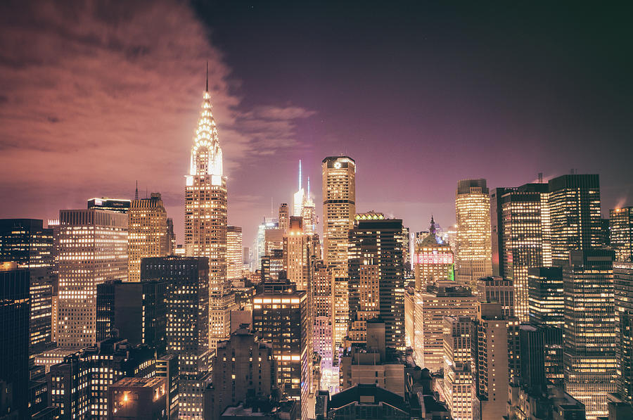 Chrysler Building Photograph - New York City Skyline - Night by Vivienne Gucwa