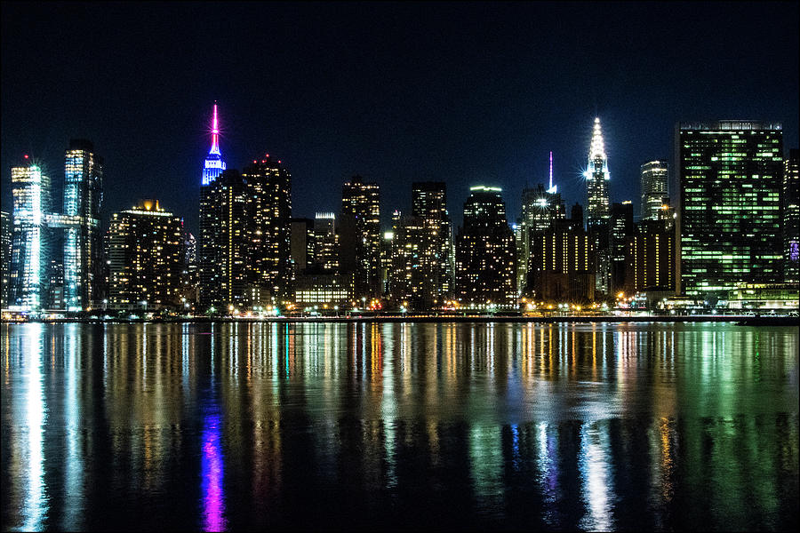 New York City Skyline Nighttime View From Queens Photograph By Steven Hlavac