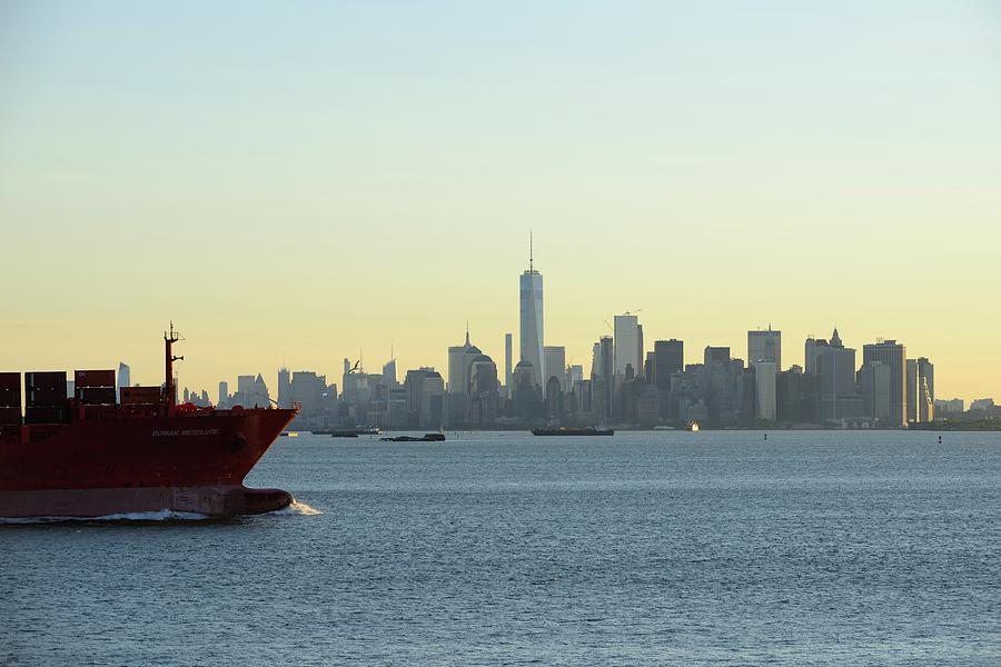 New York City skyline with a ships bow Photograph by Merijn Van der Vliet