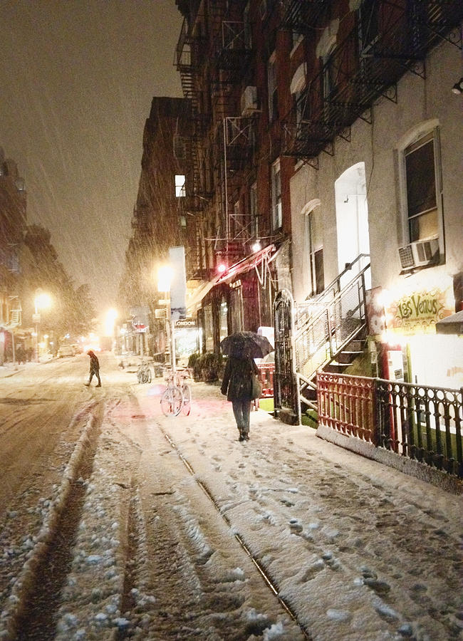 New York City - Snow - Night Photograph by Vivienne Gucwa