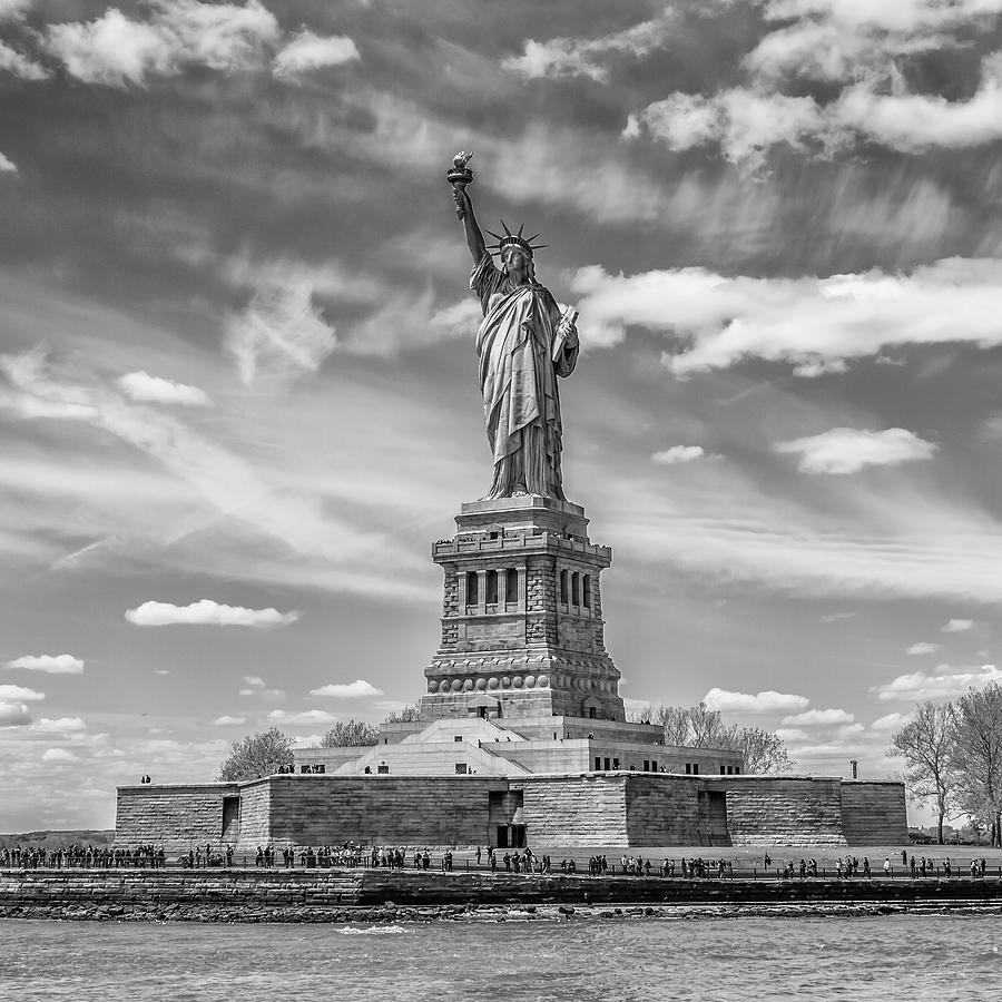 New York City Photograph - NEW YORK CITY Statue of Liberty - Monochrome by Melanie Viola