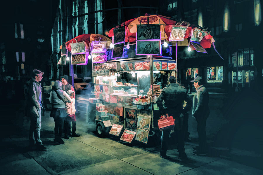 New York City Street Vendor Painting by Christopher Arndt