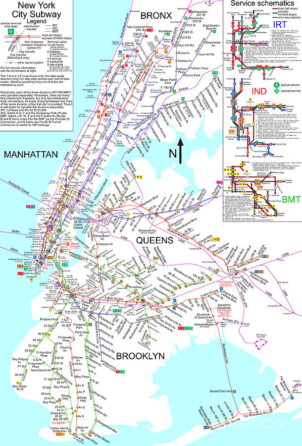 New York City Subway Map Drawing by Robert Prusso jr