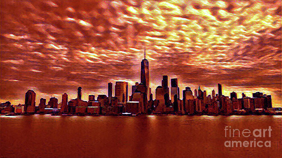 New York City Sunset Digital Art by CAC Graphics