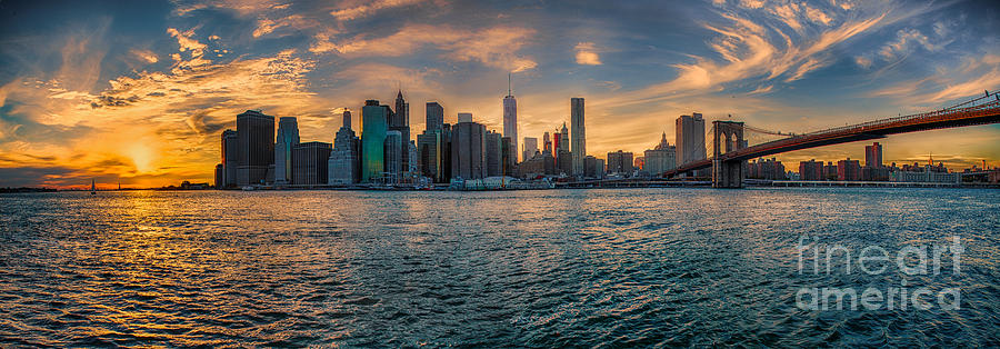 New York City Sunset Photograph by Peter Smejkal