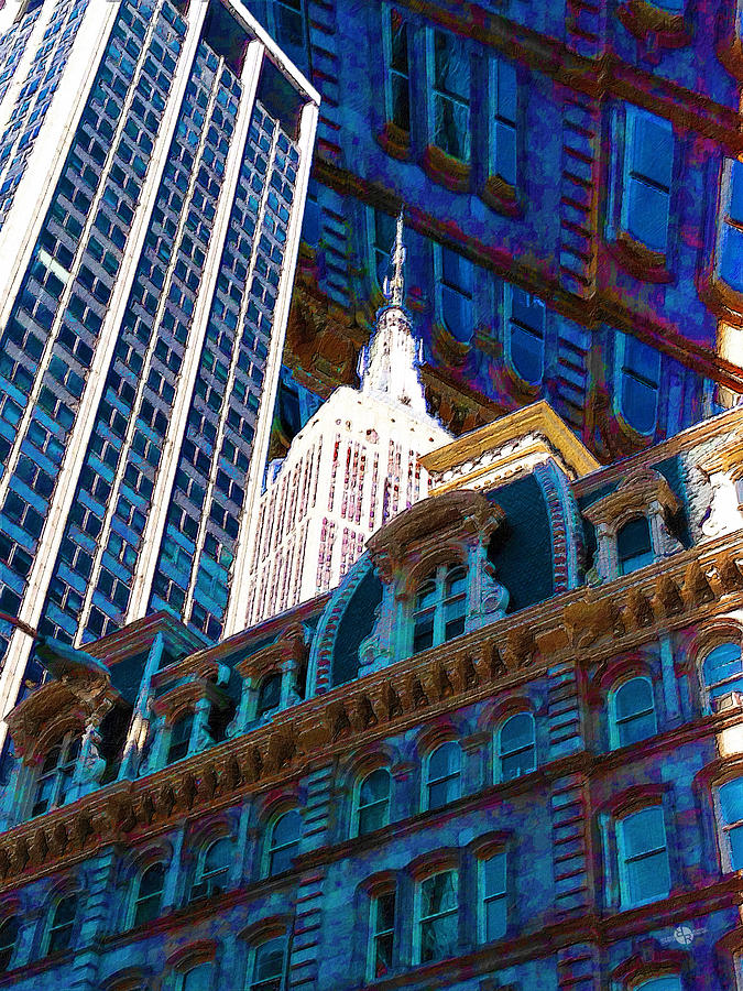New York City Painting - New York City Up Is Down Down Is Up Blue by Tony Rubino