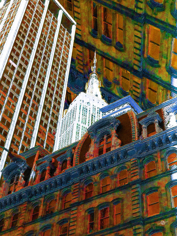 New York City Painting - New York City Up Is Down Down Is Up Orange by Tony Rubino