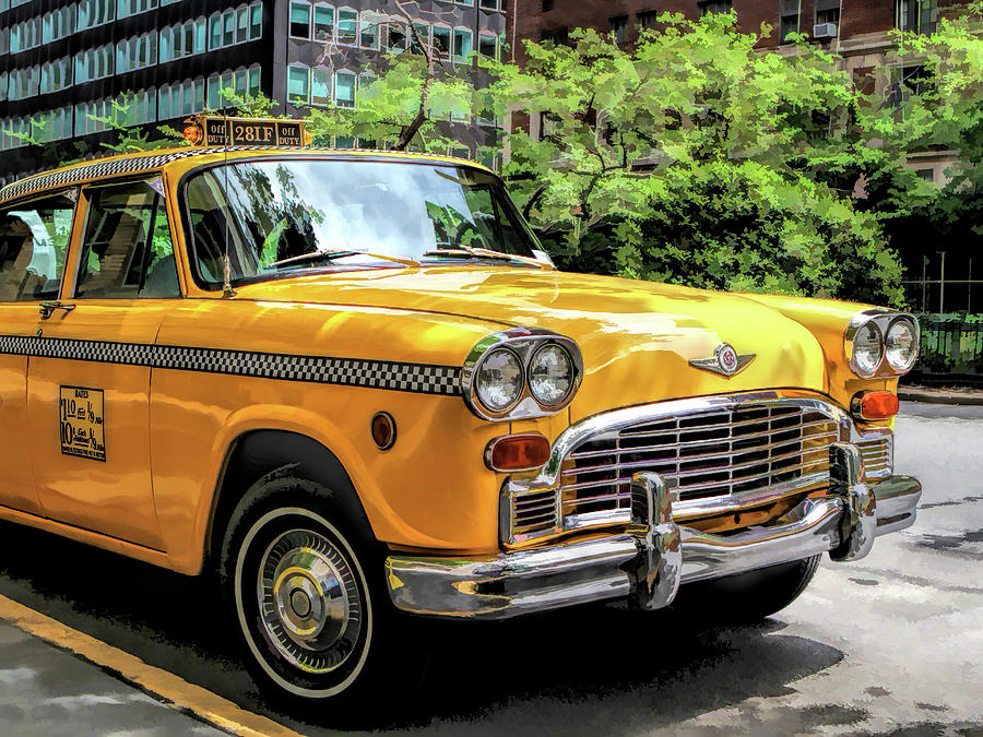 New York City Yellow Checker Taxicab Painting by Christopher Arndt