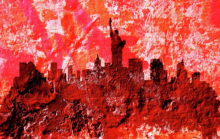 Statue Of Liberty Mixed Media - New York Cityscape 1a by Brian Reaves