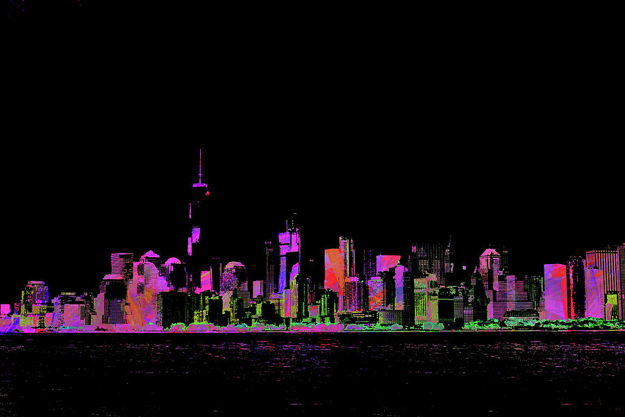New York cityscape black Digital Art by Roger Lighterness