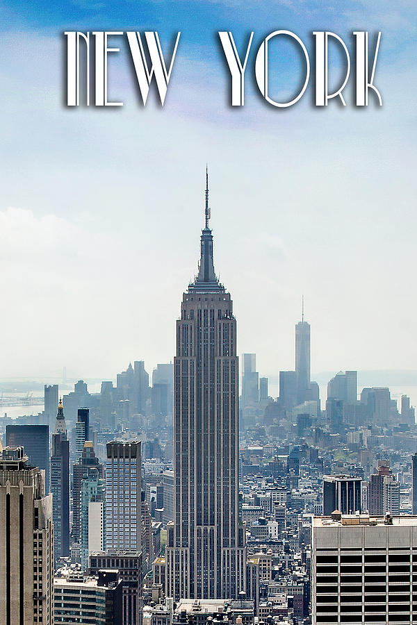 Empire State Building Photograph - New York Classic View With Text by Az Jackson