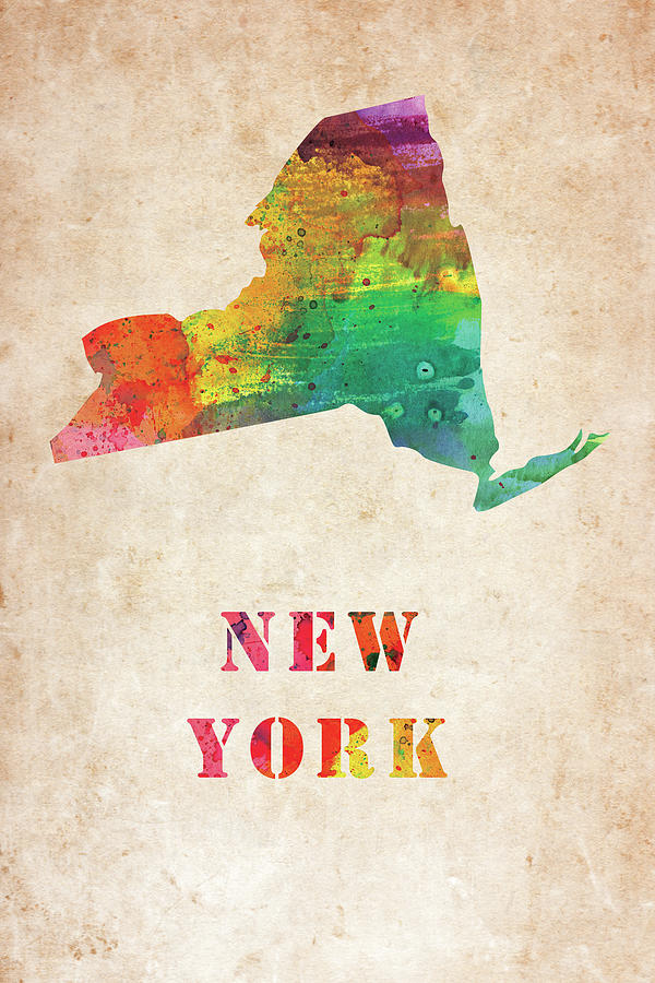 New York Colorful Watercolor Map Digital Art By Mihaela Pater Fine Art America 