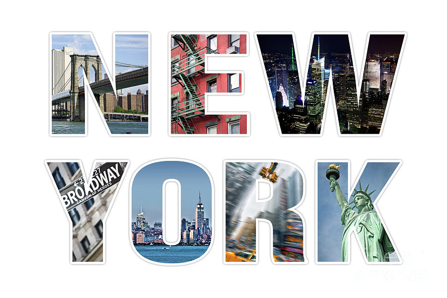 Typography Photograph - NEW YORK typography by Delphimages Photo Creations