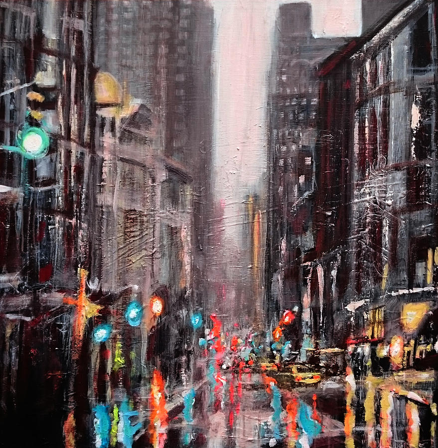 New York Dusk Rain Painting by Paul Mitchell - Pixels
