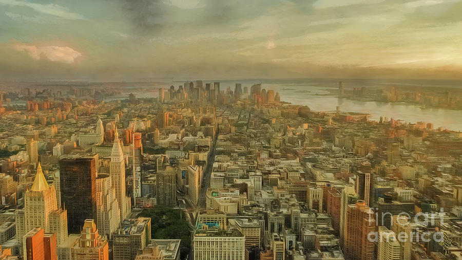 New York Evening from Empire State Building Digital Art by Syed Muhammad Munir ul Haq