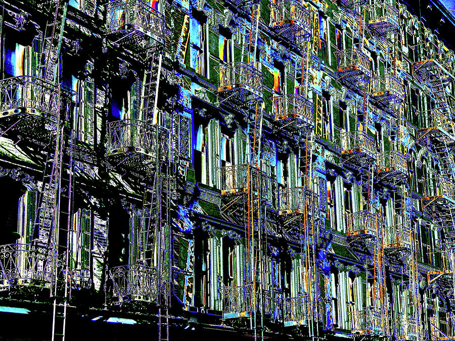 New York Fire Escapes Pop Art Photograph by Alan and Marcia Socolik