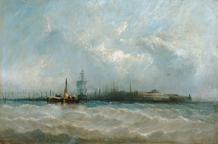 New York from the Harbor Showing the Battery and Castle Garden Painting by Alfred Copestick