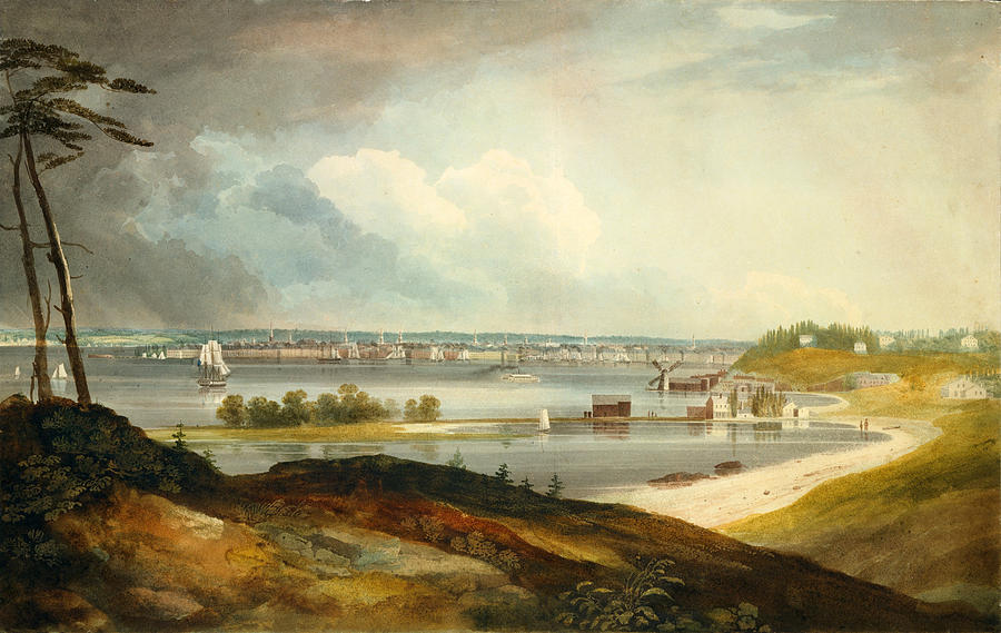 New York from the Heights near Brooklyn Drawing by William Guy Wall