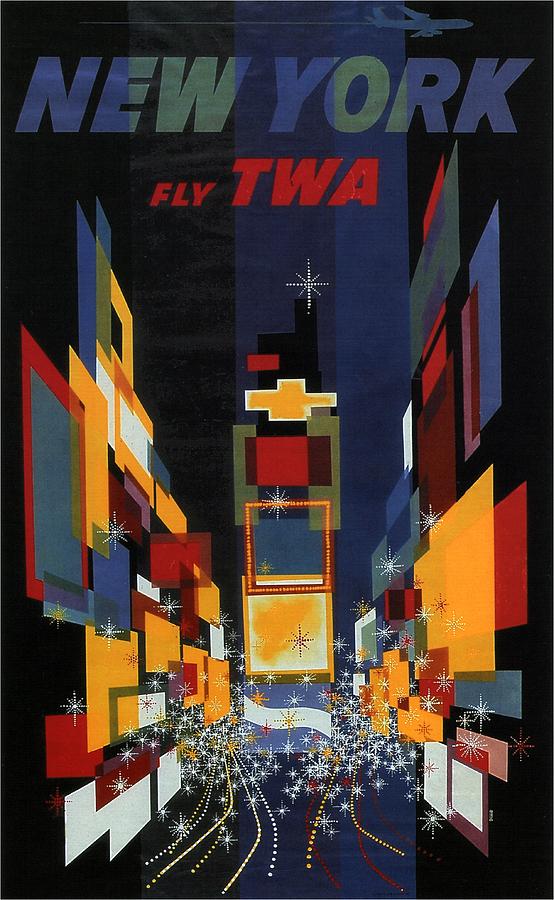 New York - Geometric Abstract Vintage Poster Painting by Studio Grafiikka
