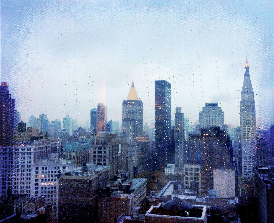 Empire State Building Digital Art - New York in Rain by Terry Davis