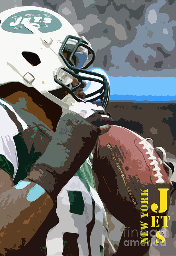 Jet Painting - New York Jets Football Team and original Yellow Typography by Drawspots Illustrations