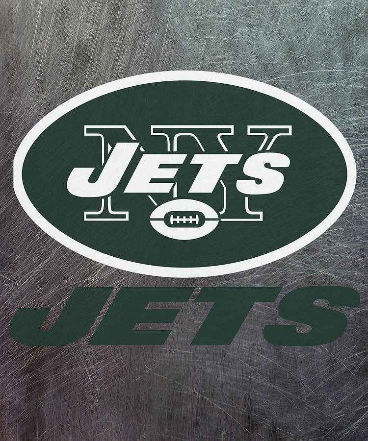 New York Jets on an abraded steel texture Mixed Media by Movie Poster Prints