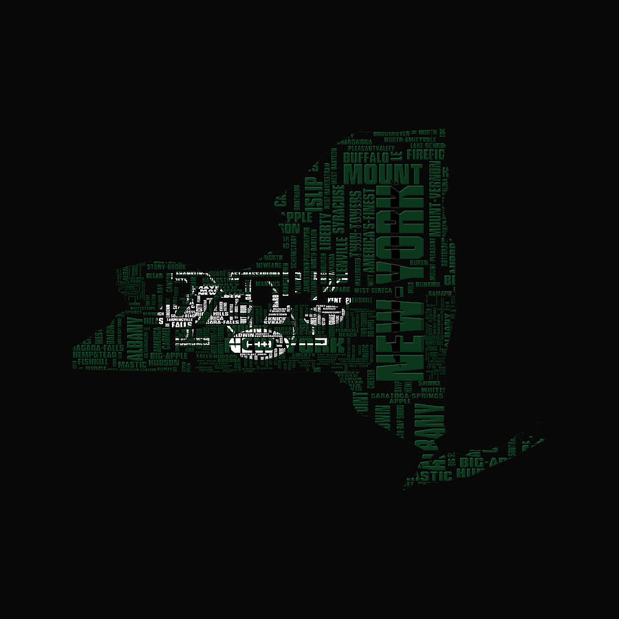 New York Jets Digital Art - New York Jets Typographic Map 1 by Brian Reaves