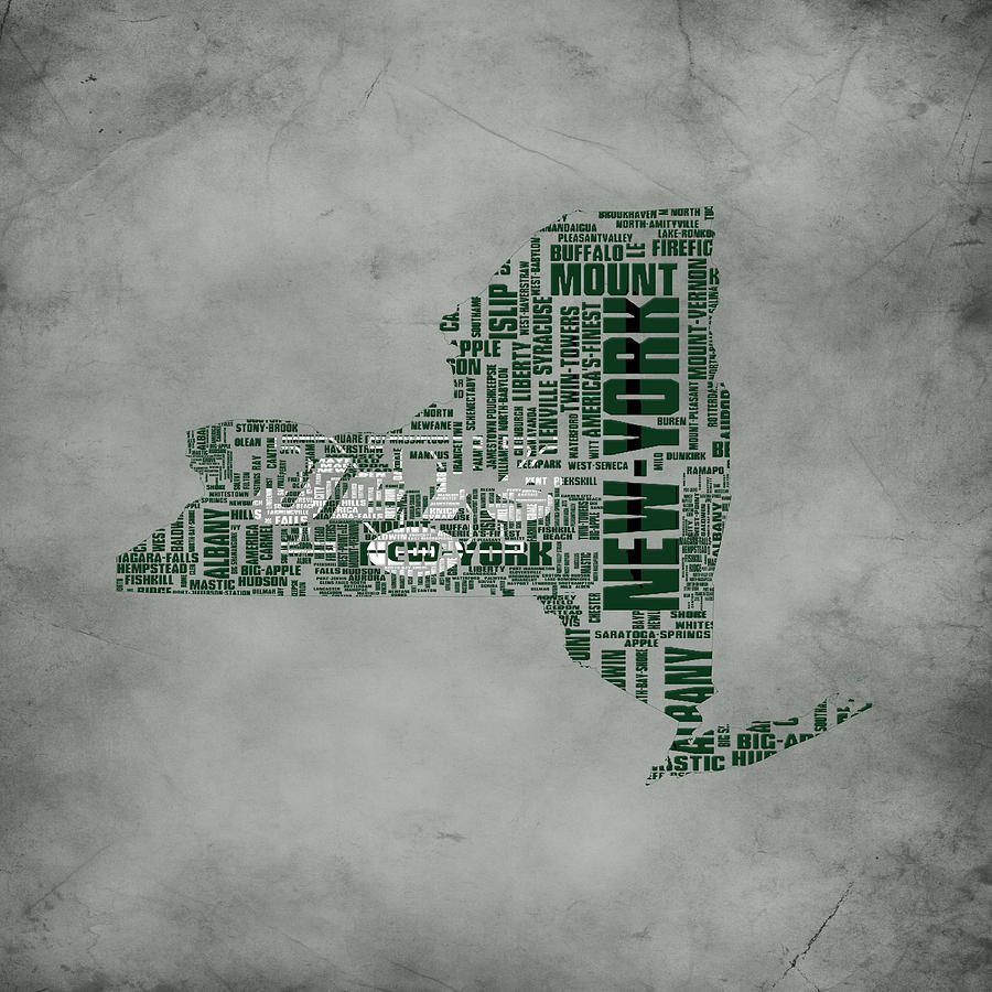 New York Jets Typographic Map Digital Art by Brian Reaves