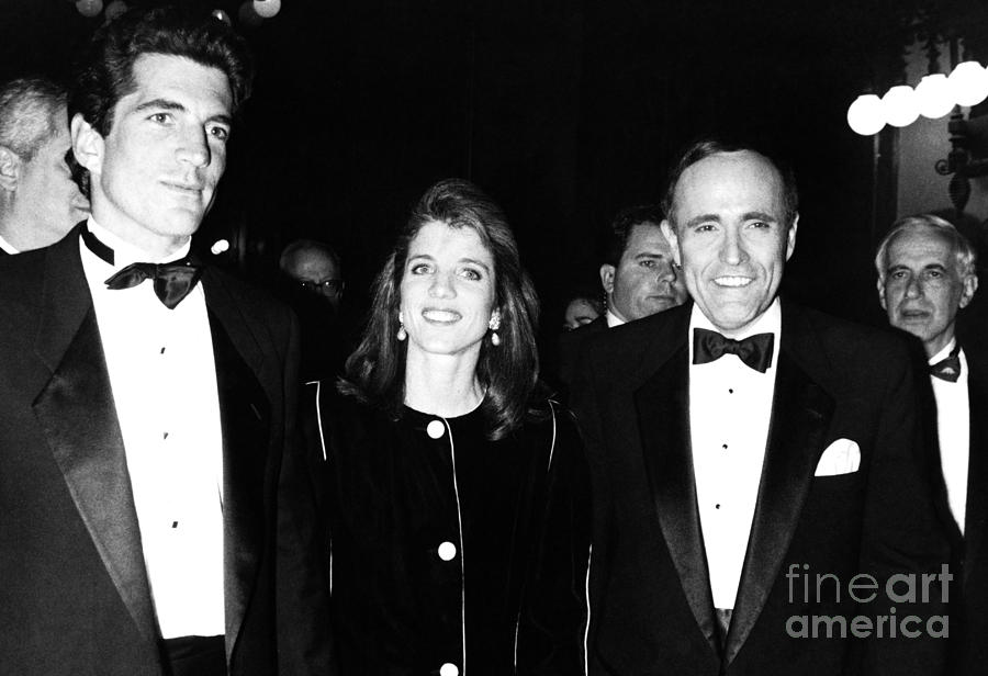New York Major Rudy Giuliani poses with John Kennedy Jr. and Caroline ...