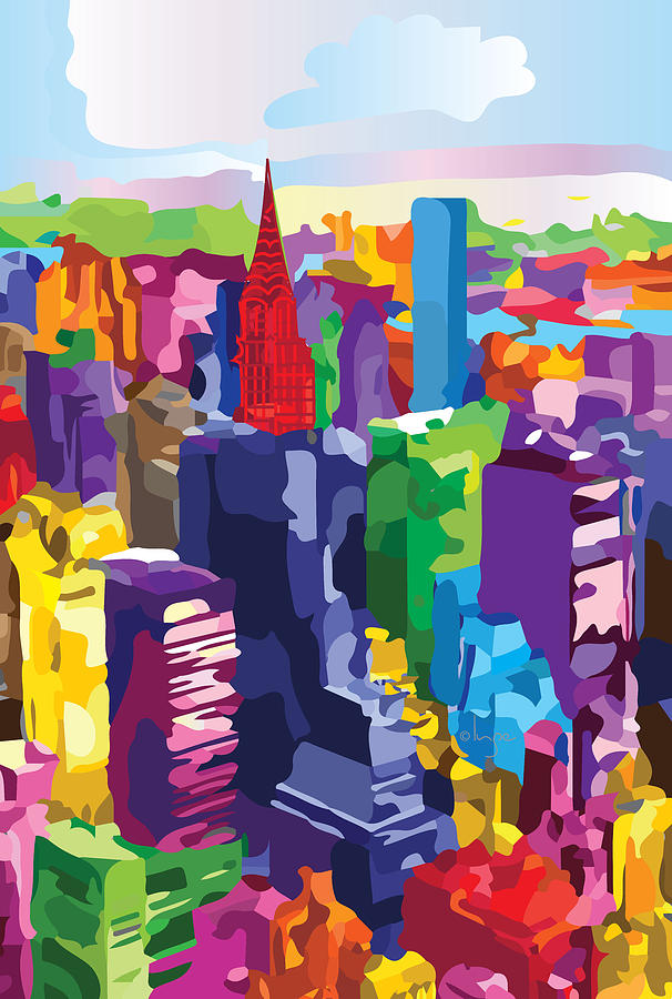 Architecture Digital Art - Abstract New York City Skyline by Inge Lewis